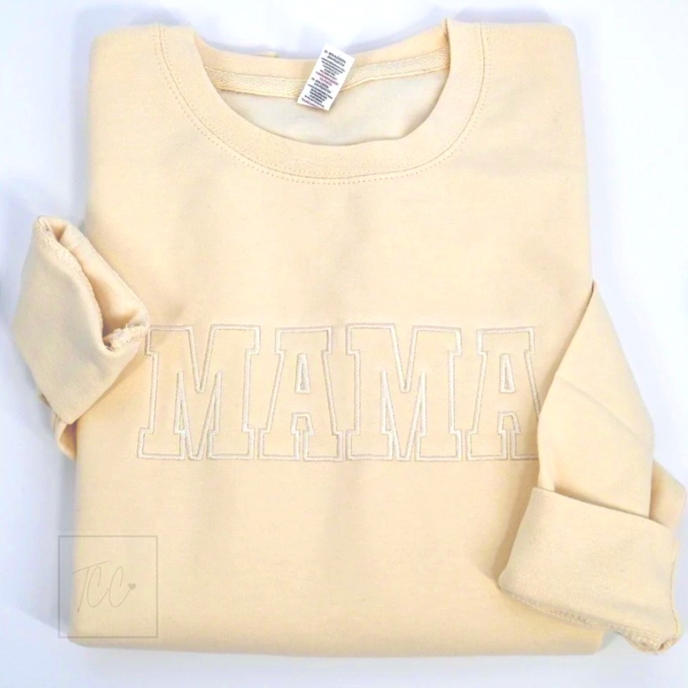 Women’s Cream ‘MAMA’ Embroidered Sweatshirt